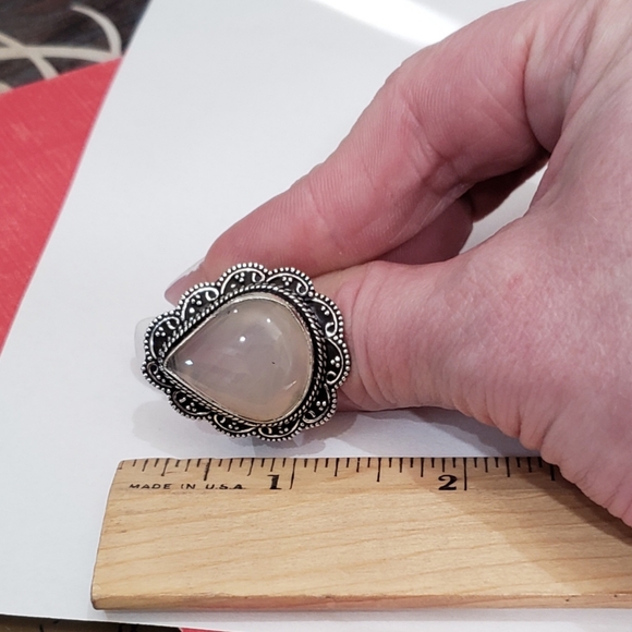 Quartz ring, 925 silver rose quartz vintage antique ring - Picture 10 of 14